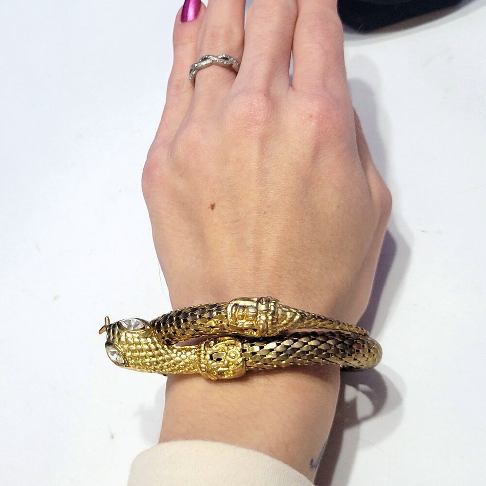 Vintage Gold Metal Mesh Snake Necklace and Bracelet Set - Picture 16 of 16